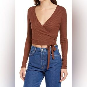 Reformation Brown Wrap Top